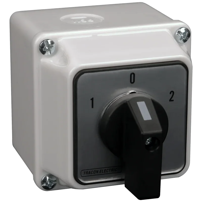 TKM-20/NT - Krabicový reverzačný vačkový prepínač motora, 1-0-2 400V, 50Hz, 20A, 5,5kW, 48×48mm, IP44