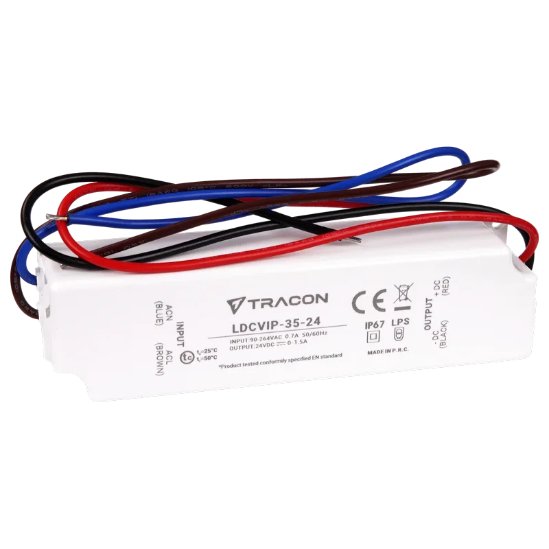 LDCVIP-35-24 - Napájací zdroj s plastovým telom so zvýšeným krytím 90-264VAC/24VDC,35W,0-1,5A, IP67