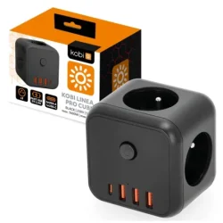 001917 - Predlžovací kábel KOBI LINEA PRO CUBE 3 zásuvky +3USB/1USB-C/Zu+W čierny Kobi 001917 - Predlžovací kábel KOBI LINEA PRO CUBE 3 zásuvky +3USB/1USB-C/Zu+W čierny Kobi