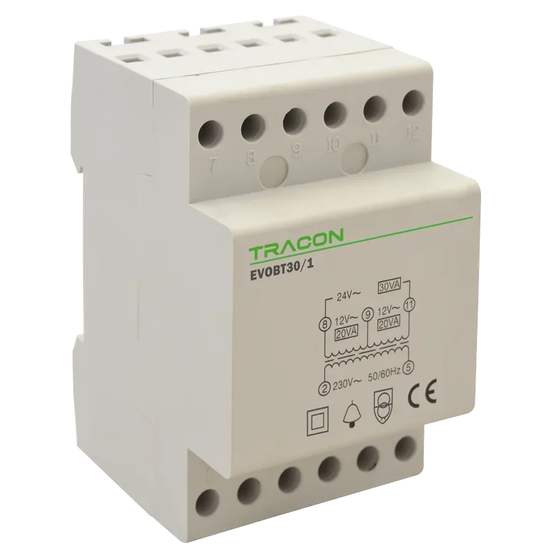 EVOBT30/1 - Modulárny zvončekový transformátor 230V/12-12-24V AC, Psmax.:30VA, Is:1,25A EVOBT30/1 - Modulárny zvončekový transformátor 230V/12-12-24V AC, Psmax.:30VA, Is:1,25A