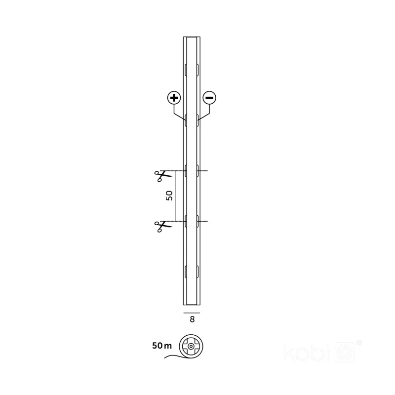 003817 - LED pásik TRAMO 320 COB 50m 3000K 24V IP20 Kobi Premium