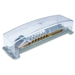 E.4104P - Vyrovnávacia lišta, 7×16 mm², 1×50 mm², 1×30 mm² pre montáž na plechovú lištu, sivá s priehľadným krytom