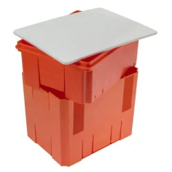 R.8147 - Hlboká krabica pre bleskozvodovú prípojku, nastaviteľná, s bielym vekom, 210 × 165 × 210 mm, oranžová, IP20
