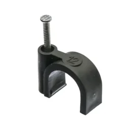 H.7009C - Káblová spona s klincom, priemer 12 mm, okrúhla, čierna, 100szt.