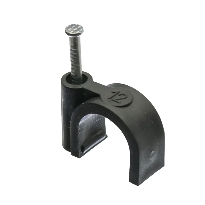 H.7009C - Káblová spona s klincom, priemer 12 mm, okrúhla, čierna, 100szt.