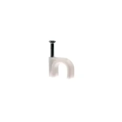 H.7008A - Káblová spona s klincom, priemer 10 mm, okrúhla, biela, 100szt.