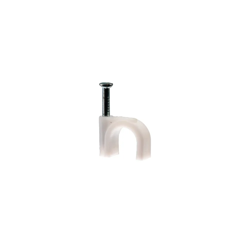 H.7008A - Káblová spona s klincom, priemer 10 mm, okrúhla, biela, 100szt.