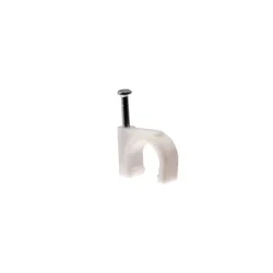 H.7009A - Káblová spona s klincom, priemer 12 mm, okrúhla, biela, 100szt.