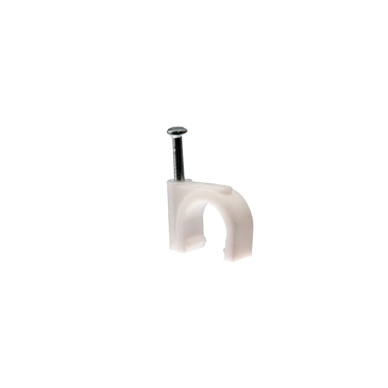 H.7009A - Káblová spona s klincom, priemer 12 mm, okrúhla, biela, 100szt.