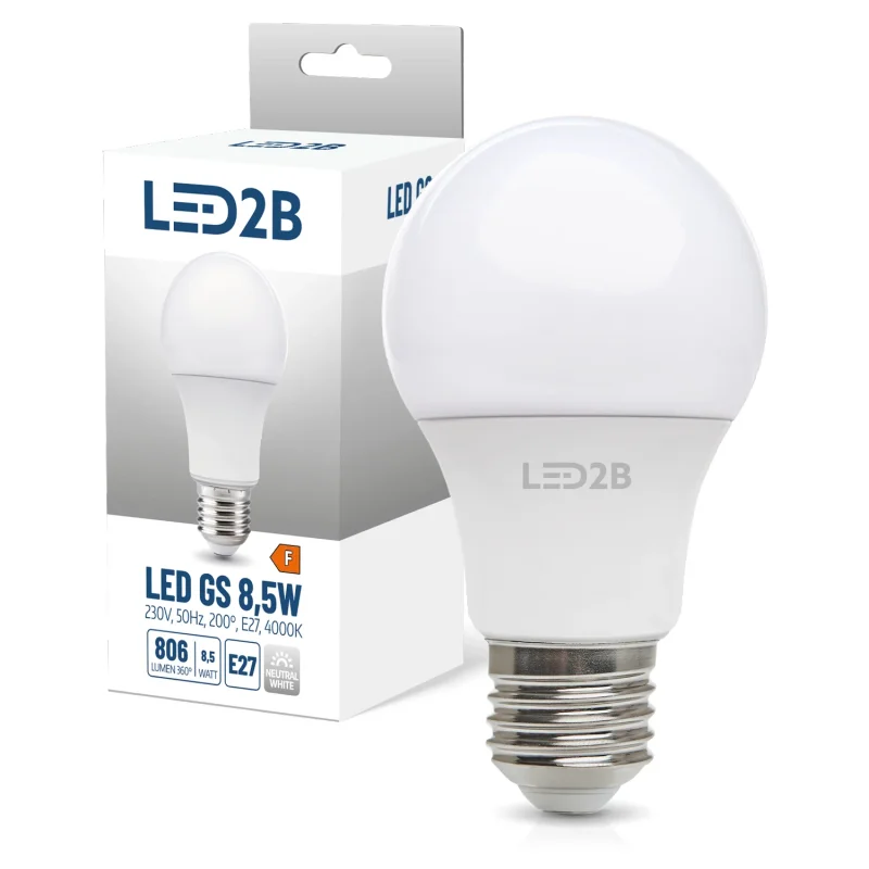 001272 - LED žiarovka GS 8,5W E27 4000K LED2B