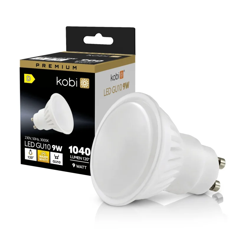 001235 - LED žiarovka GU10 9W 3000K Kobi Premium