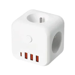 001916 - Predlžovací kábel KOBI LINEA PRO CUBE 3 zásuviek +3USB/1USB-C/Zu+W biela Kobi
