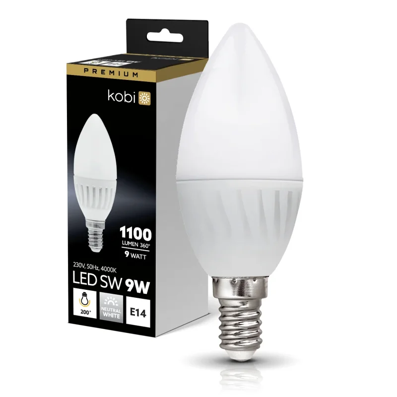 001371 - LED žiarovka SW 9W E14 4000K Kobi Premium