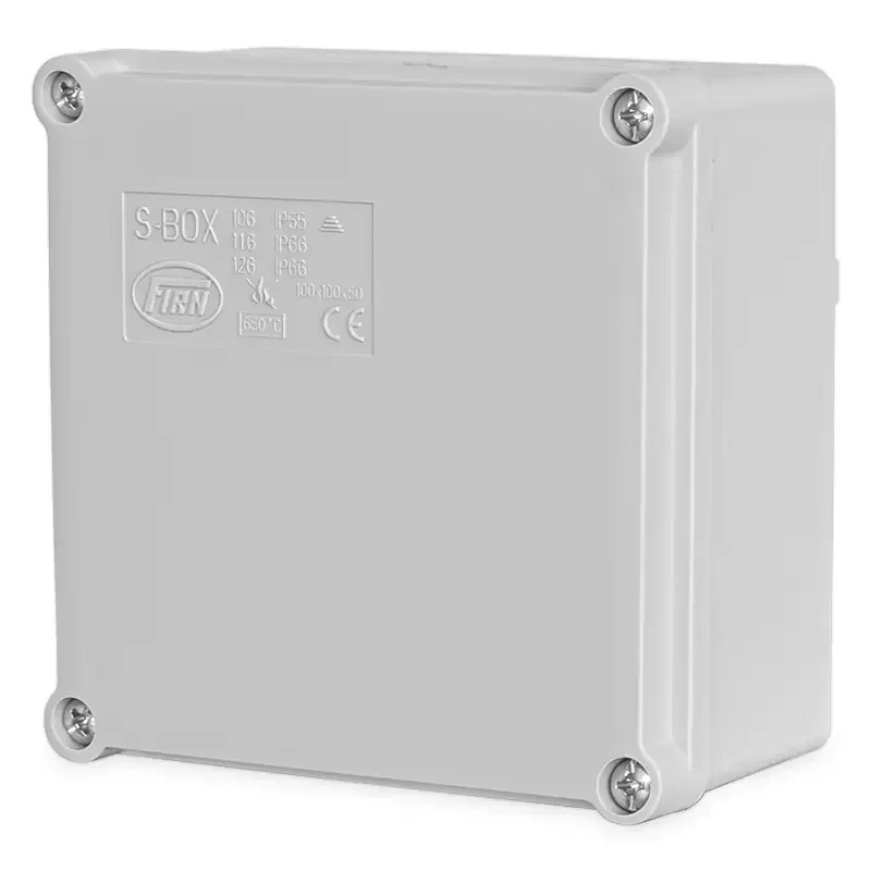 S-BOX 116 - Hermetická skrinka S-BOX 100x100x50, bez tesniacich krúžkov, sivá, bezhalogénová, IP65