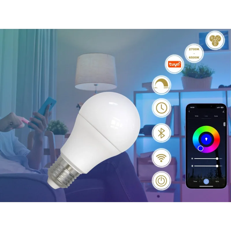 ZLS532W - LED žiarovka WIFI 9W - A60 / E27 / CCT + RGB - ZLS532W
