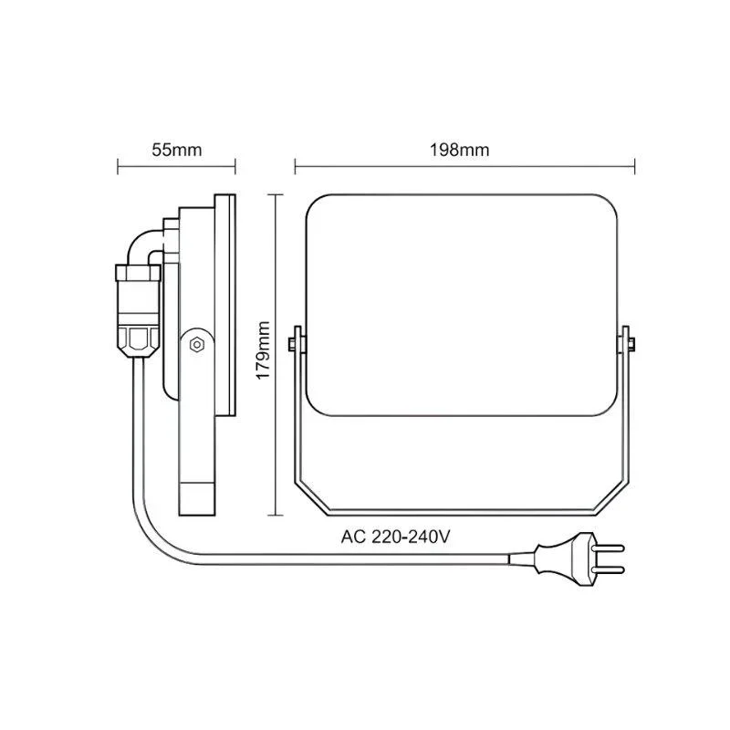 LF7024 - Vonkajší čierny LED reflektor 50W / 4000K - LF7024