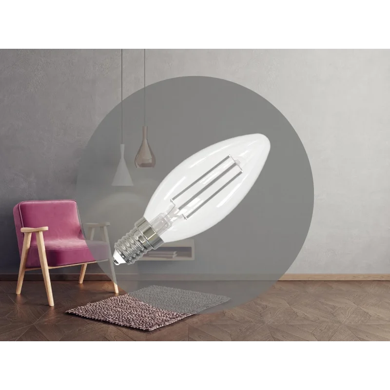ZWF206 - LED žiarovka / filament BIELY 4,5W - C35 / E14 / 4000K - ZWF206