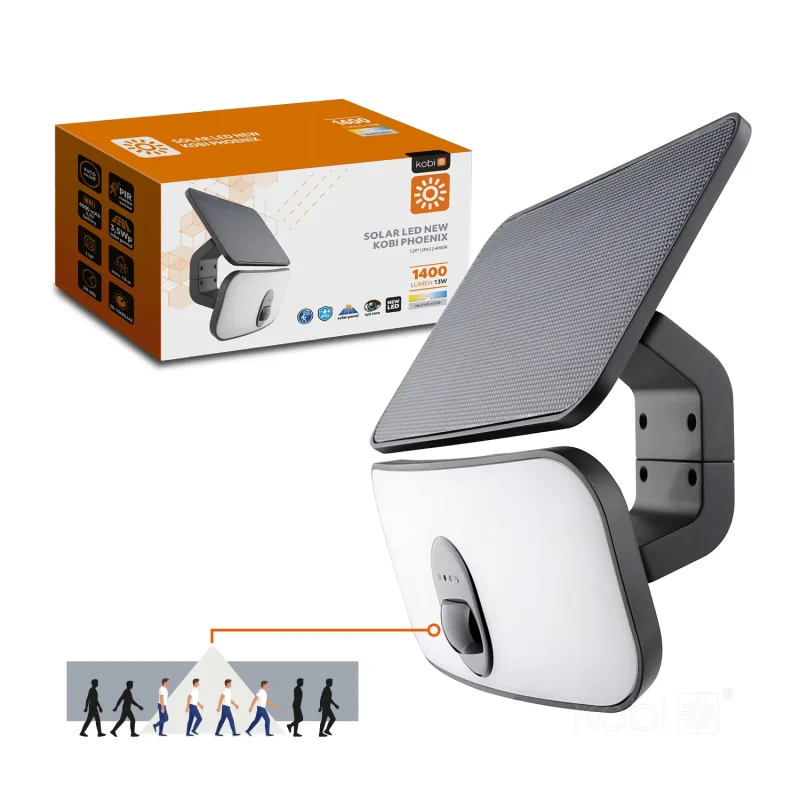 001810 - Solárny reflektor s pohybovým senzorom LED KOBI NEW PHOENIX 13W 4000K IP65 Kobi