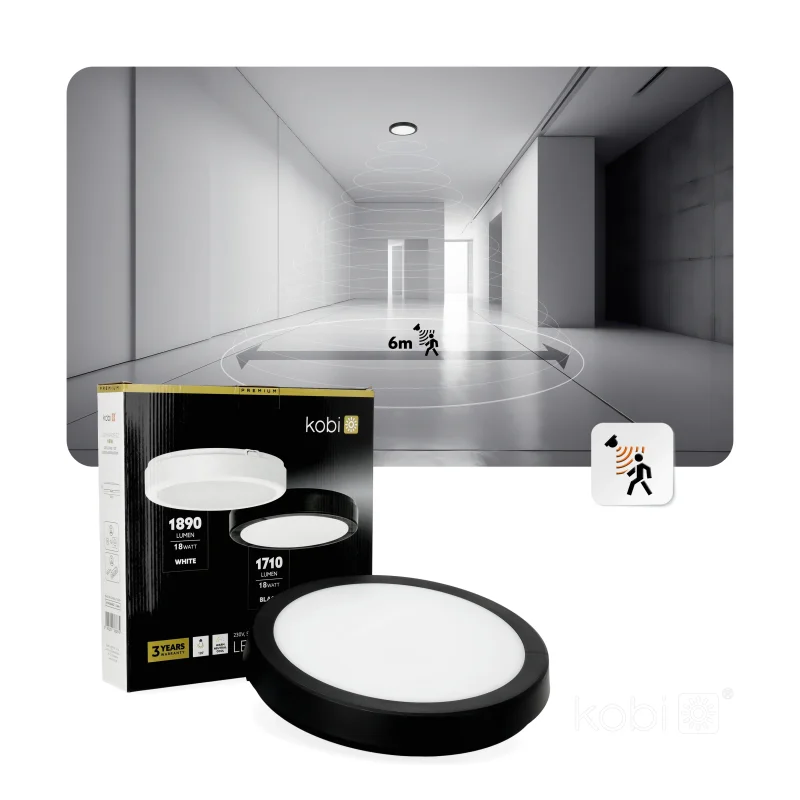 001697 - Stropné LED svietidlo NAIROS G2 18W 3CCT IP65 čierne Kobi Premium