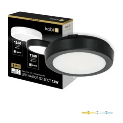 001695 - Stropné LED svietidlo NAIROS G2 12W 3CCT IP65 čierne Kobi Premium