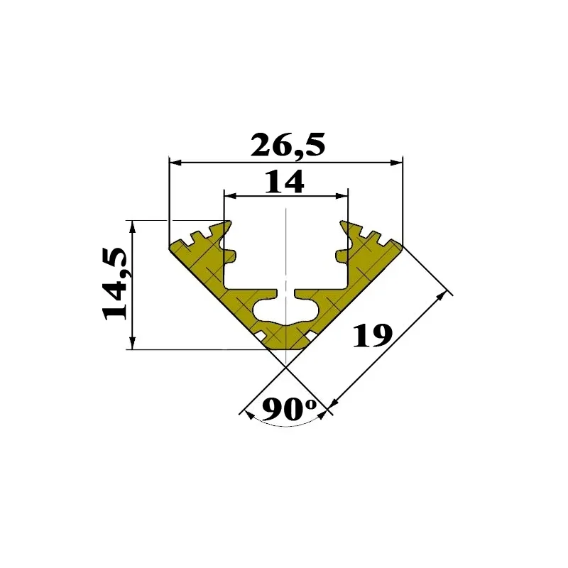 001083 Angular profile P3NA non-anodized 2m