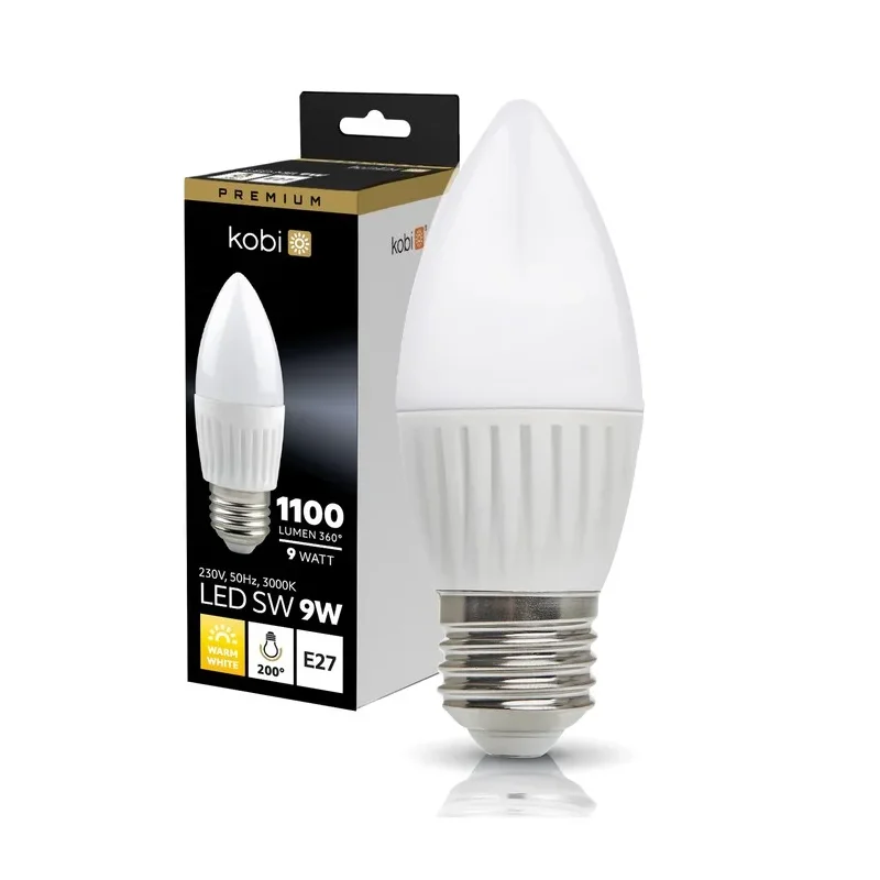 001377 - LED žiarovka SW 9W E27 3000K Kobi Premium
