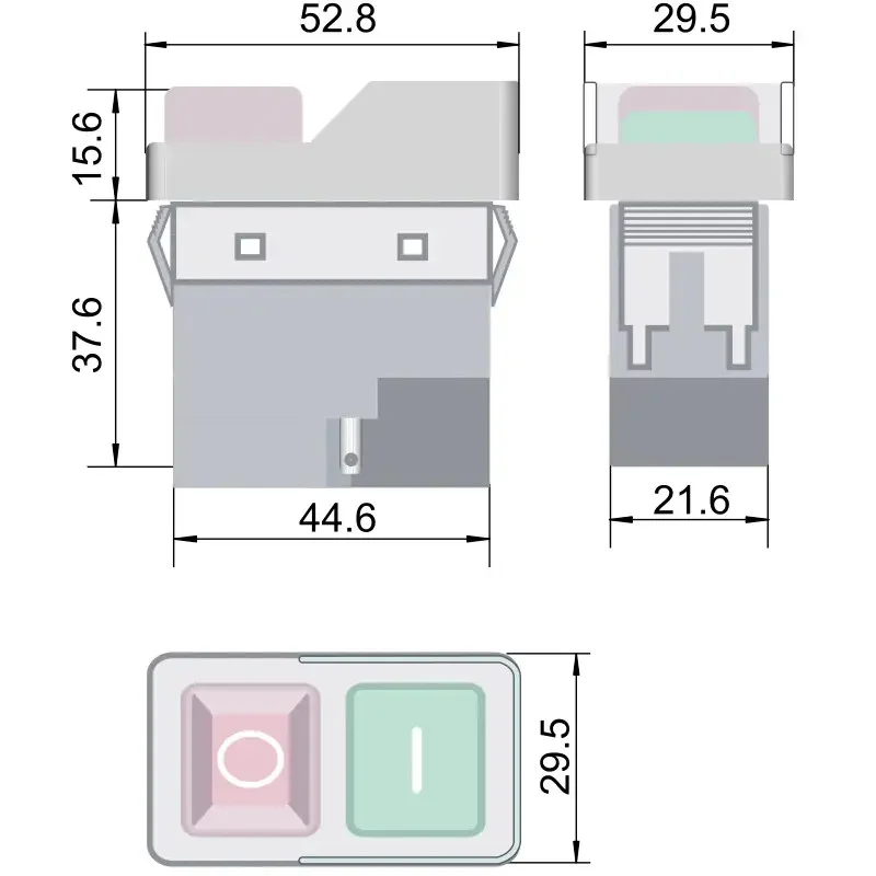 Bezpečnostné tlačidlá,miniatúrne,upev.zaklapnutím,čierny rám - SSTM-03
